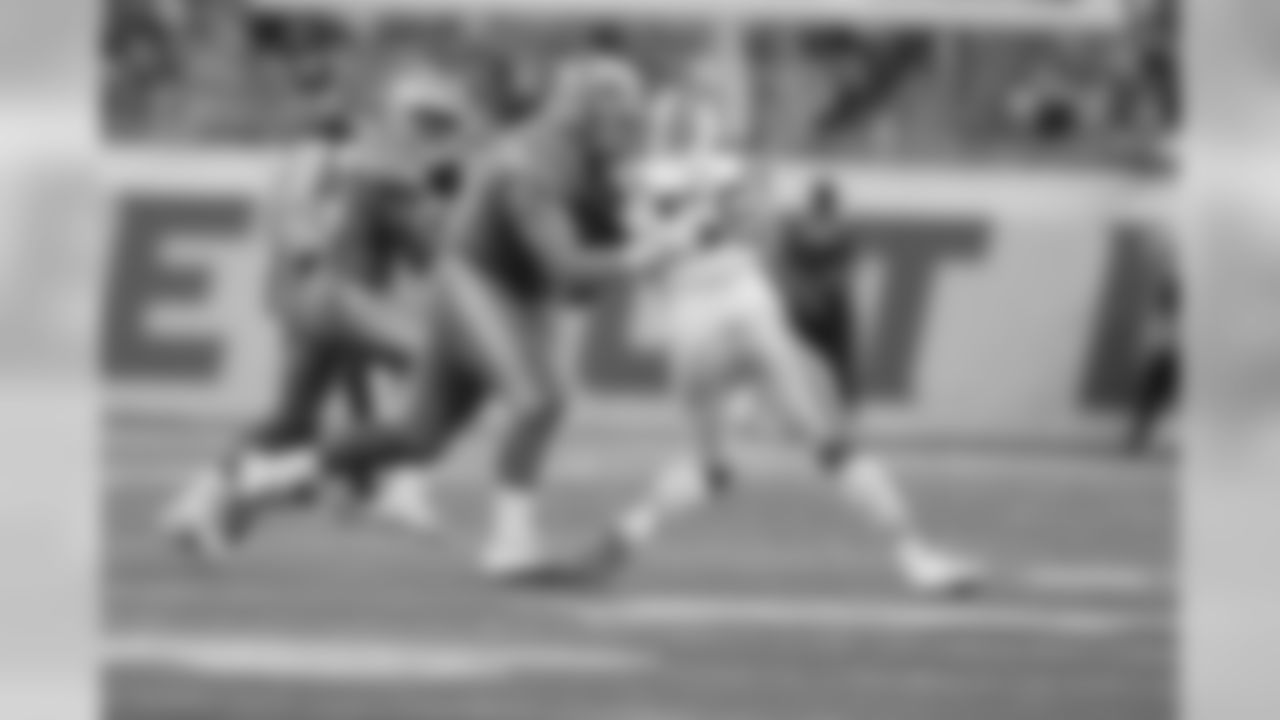 Detroit Lions offensive lineman Frank Ragnow (77) during a NFL football game against the New York Jets on Monday, Sept. 10, 2018 in Detroit. (Detroit Lions via AP).