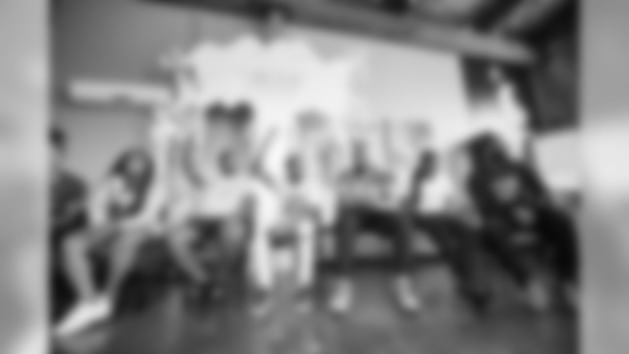 Detroit Lions defensive end Trey Flowers (90) spent time visiting with the Teen Hype leadership group on Thursday, Aug. 22, 2019 in Detroit.