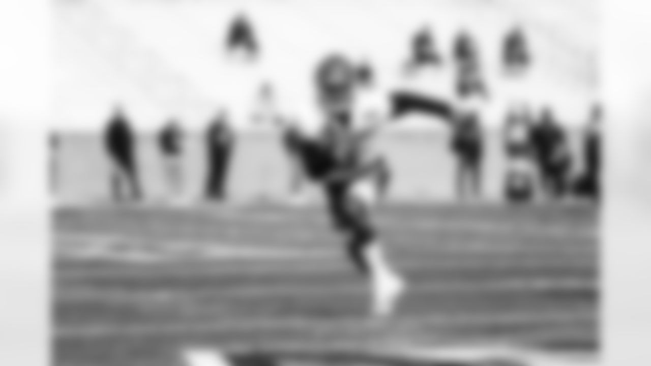 Ole Miss wide receiver Braylon Sanders during Senior Bowl practice on February 1, 2022. (Jeff Nguyen/Detroit Lions)
