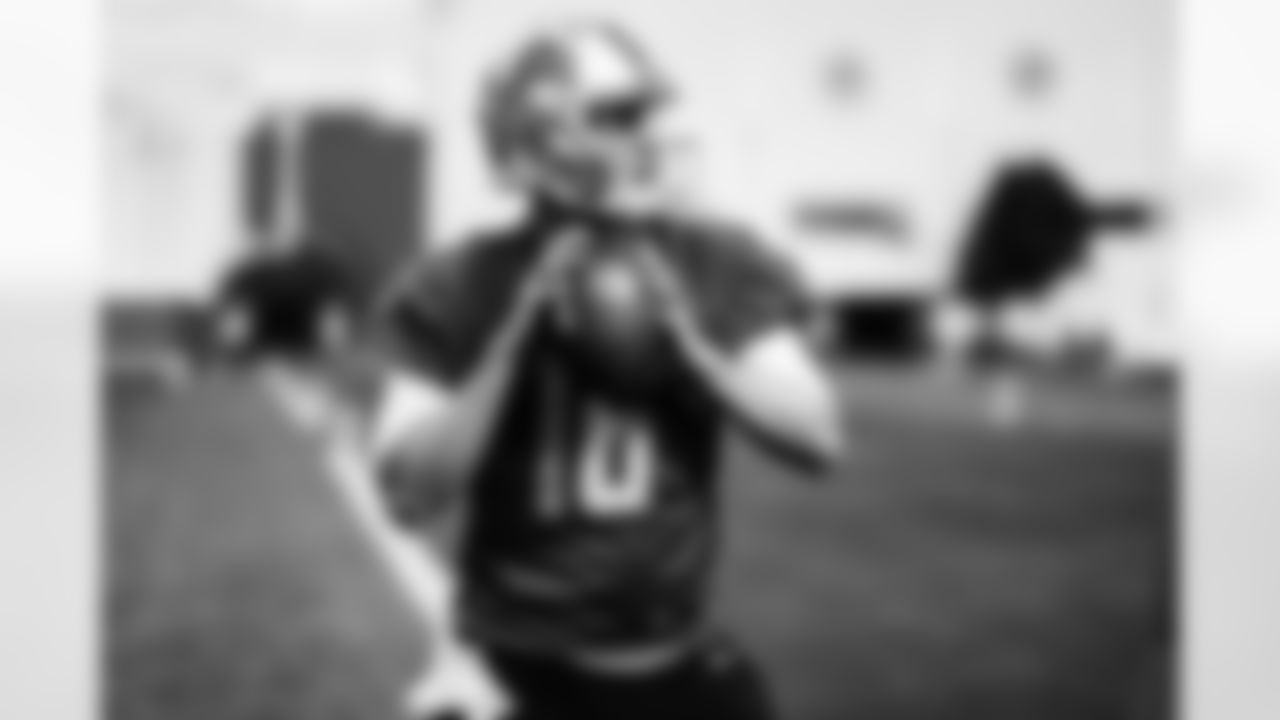 Detroit Lions quarterback Jared Goff (16) during practice at the Lions Training Facility in Allen Park, MI on September 28, 2022. (Jeff Nguyen/Detroit Lions)