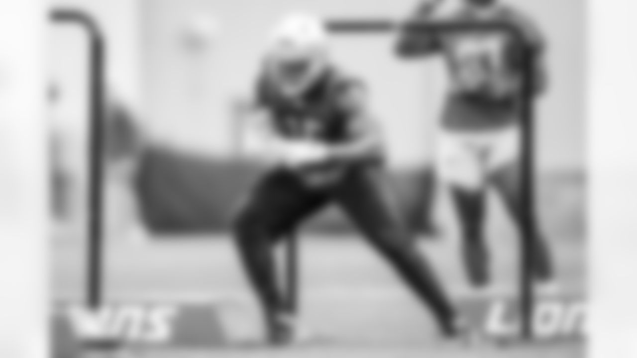 Detroit Lions linebacker/fullback Jason Cabinda (45) during Mini Camp at the Training Facility in Allen Park, MI. 2021 (Josh Mandujano/Detroit Lions)
