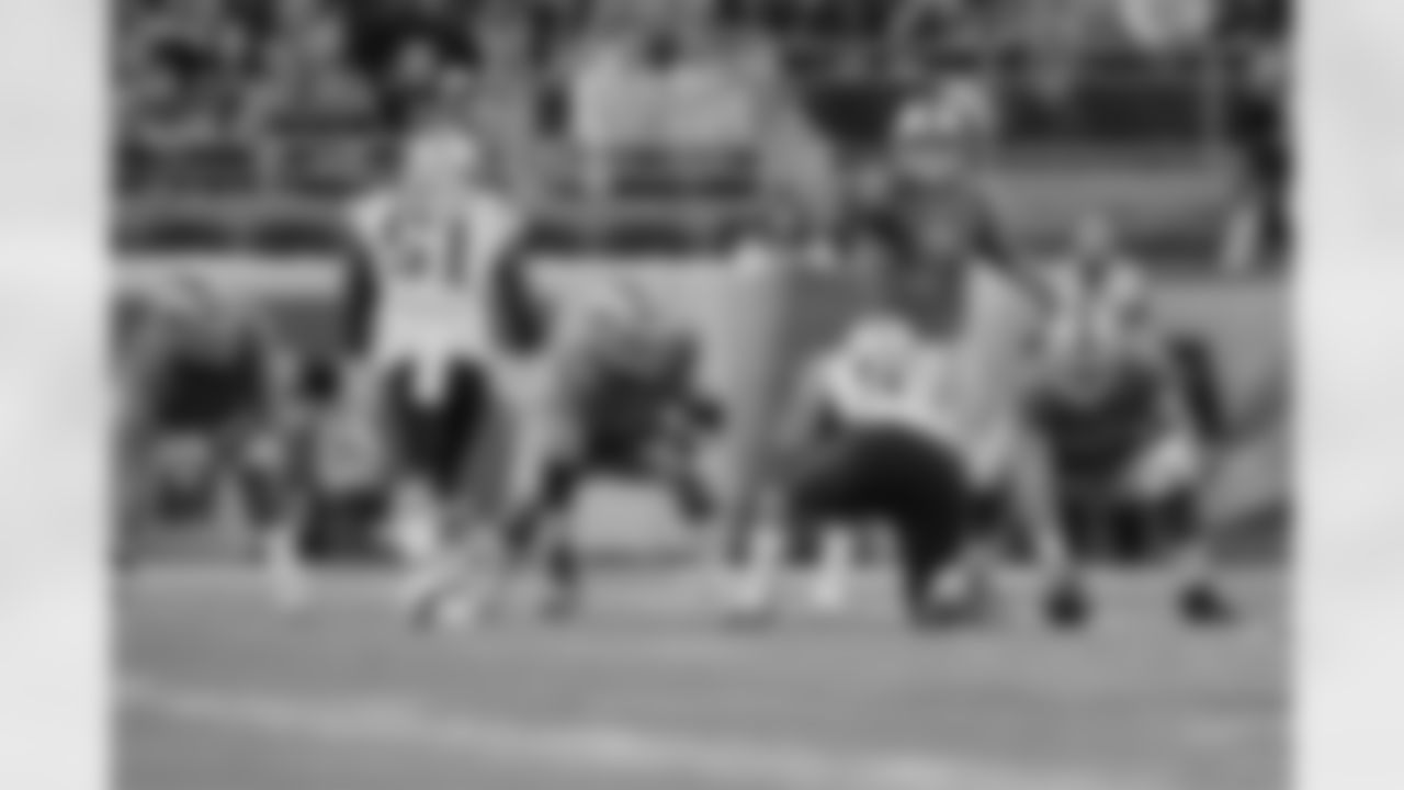 Detroit Lions quarterback Matthew Stafford (9) and the offense during a NFL football game against the New England Patriots on Sunday, Sept. 23, 2018 in Detroit. (Detroit Lions via AP).