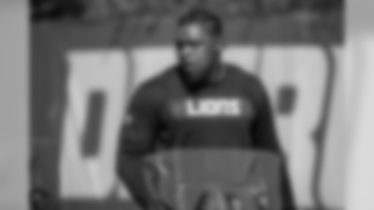 Detroit Lions defensive end Kerry Hyder Jr. (61) during voluntary offseason workouts at the Detroit Lions training facility on Tuesday, May 8, 2018 in Allen Park, Mich. (Detroit Lions via AP)