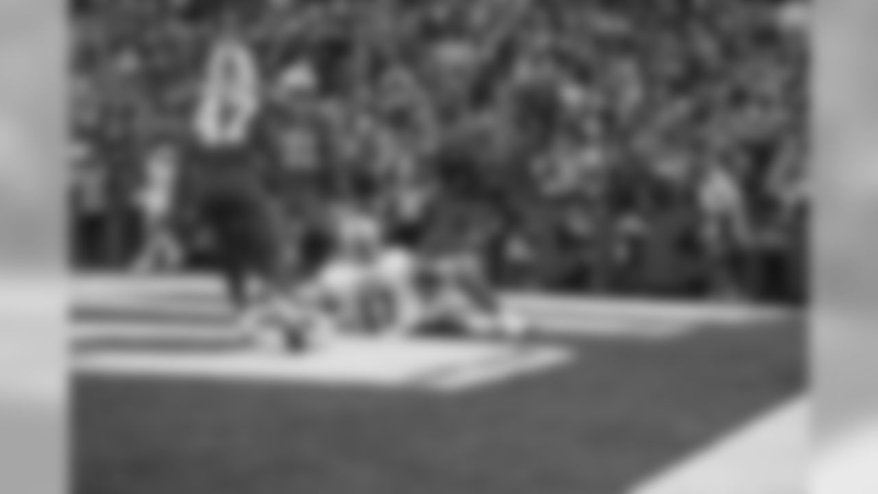 Detroit Lions wide receiver Andy Jones (17) catches his first career touchdown during a NFL football game against the Buffalo Bills on Sunday, Dec. 16, 2018 in Orchard Park, N.Y. (Detroit Lions via AP).