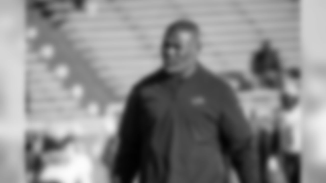 Detroit Lions assistant offensive line coach Billy Yates during Reese's Senior Bowl practice Tuesday, Jan. 21, 2020 in Mobile, Ala. (Detroit Lions via AP).