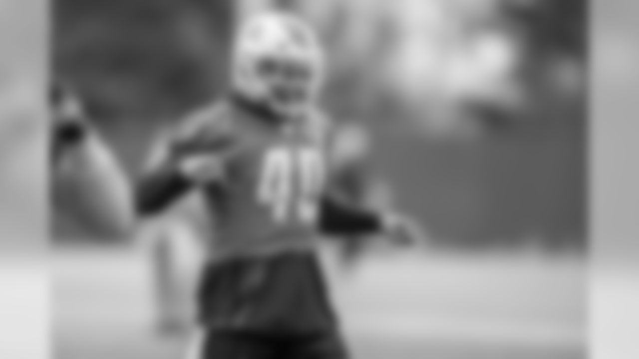 Detroit Lions linebacker Jarrad Davis (40) during practice at the Detroit Lions training facility on Thursday, Dec. 27, 2018 in Allen Park, Mich. (Detroit Lions via AP)