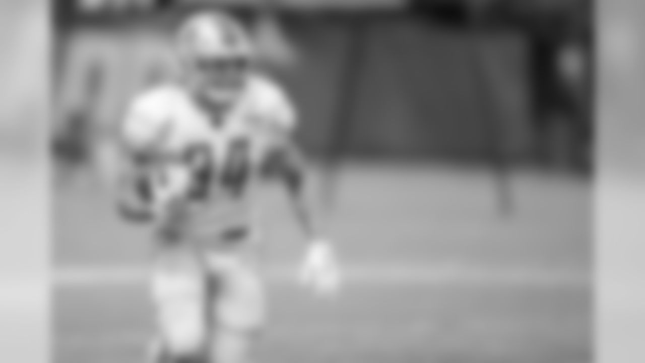 Detroit Lions running back Zach Zenner (34) during practice at the Detroit Lions training facility on Monday, Aug. 20, 2018 in Allen Park, Mich. (Detroit Lions via AP)