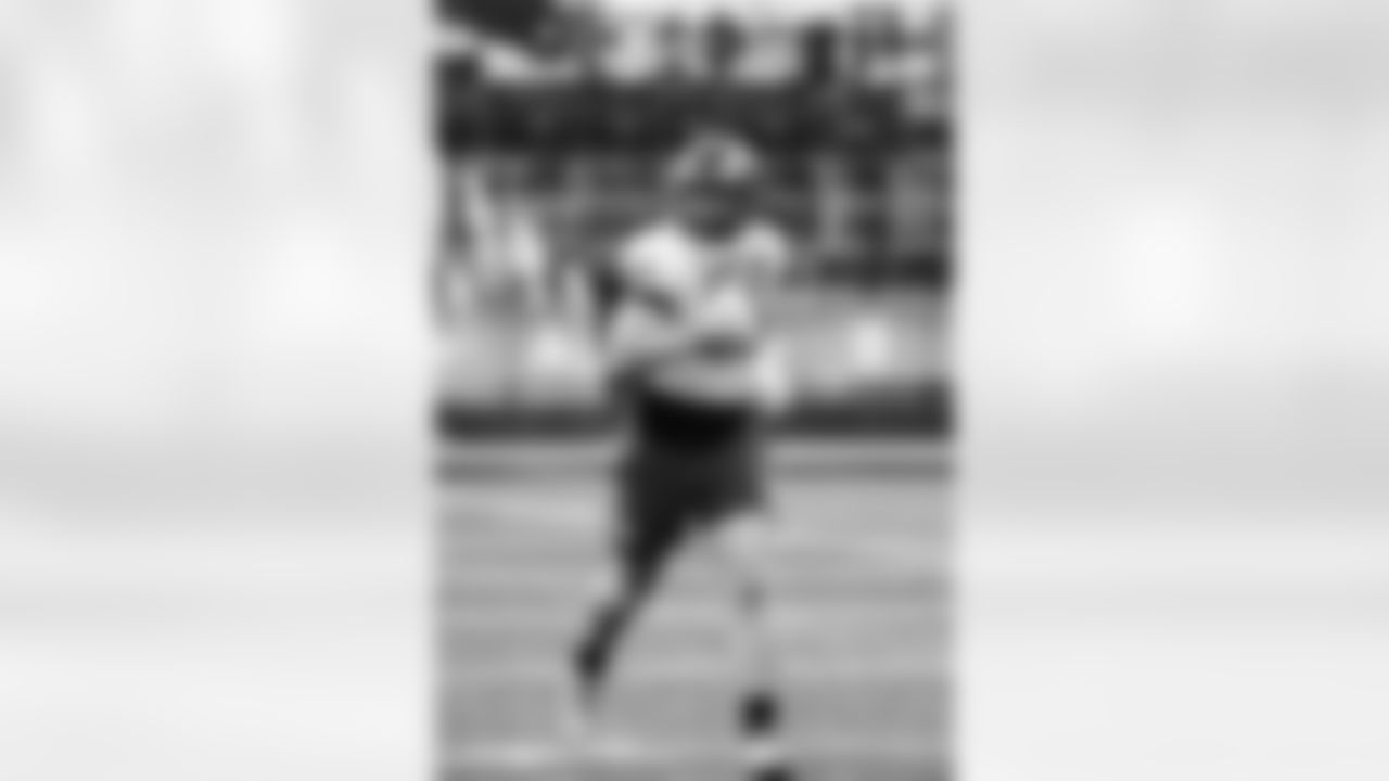 Colorado State tight end Trey McBride during Senior Bowl practice on February 1, 2022. (Jeff Nguyen/Detroit Lions)