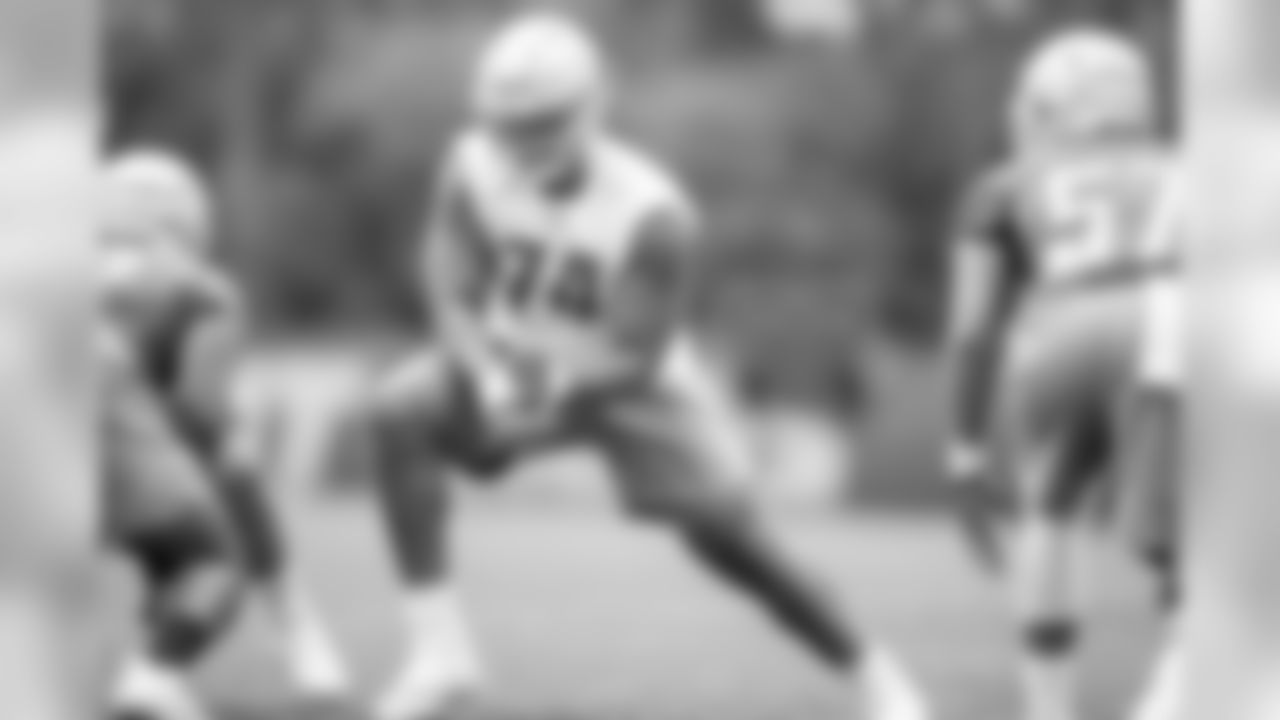 Detroit Lions tackle Ryan Pope (74) during Day 1 of OTAs on Monday, May 20, 2019 in Allen Park, Mich. (Detroit Lions via AP)