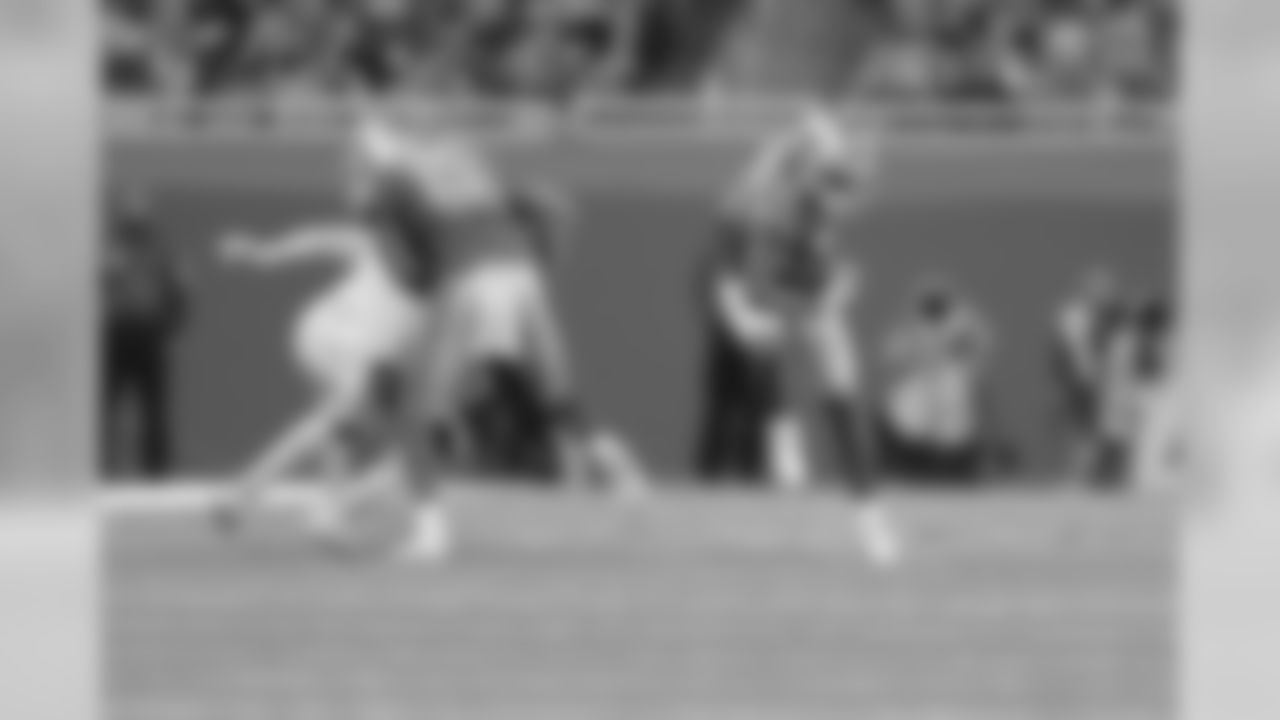 Detroit Lions wide receiver Danny Amendola (80) returns a punt during a NFL football game against the Los Angeles Chargers Sunday, Sept. 15, 2019 in Detroit. (Detroit Lions via AP).
