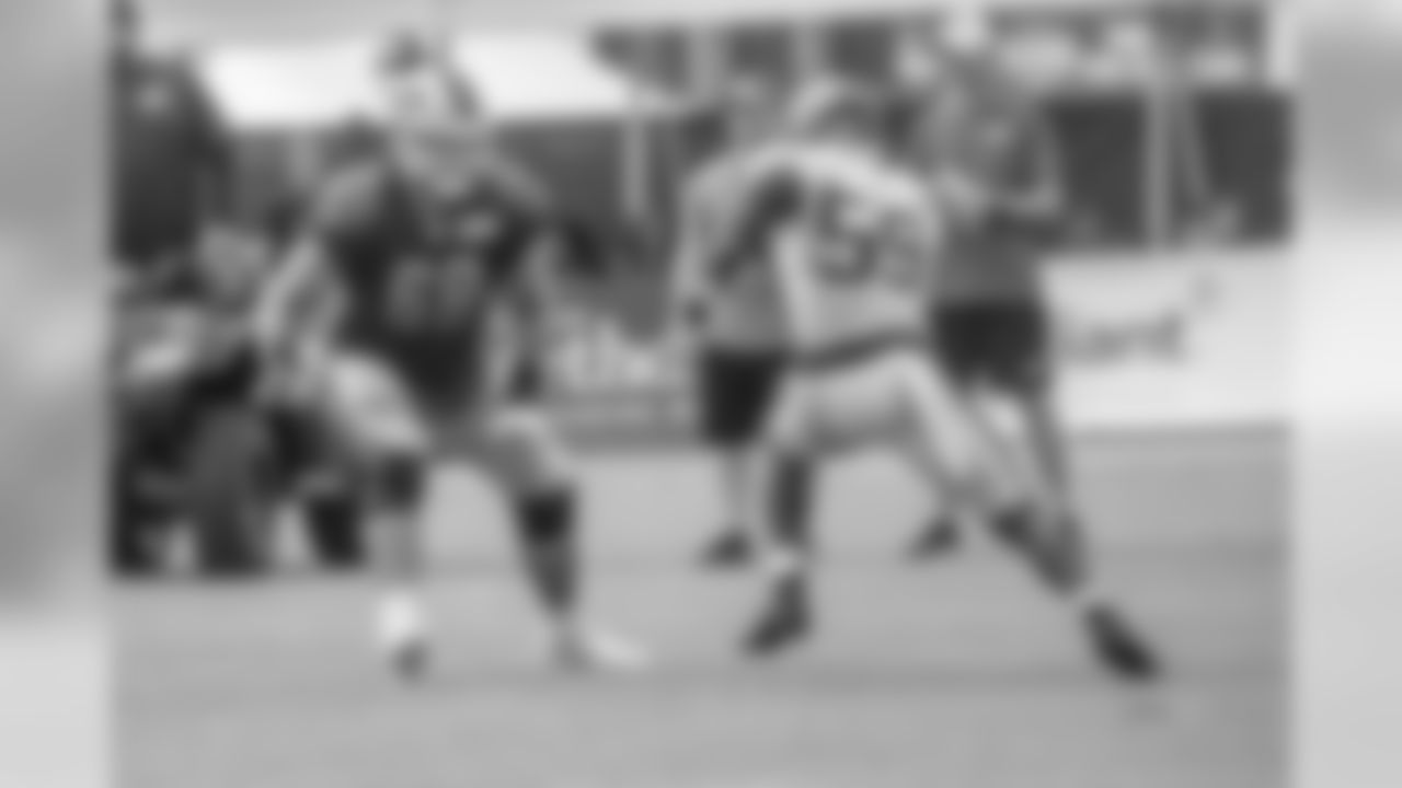 Detroit Lions tackle Taylor Decker (68) during Day 16 of 2019 Detroit Lions Training Camp presented by Rocket Mortgage on Wednesday, Aug. 14, 2019 in Houston. (Detroit Lions via AP)