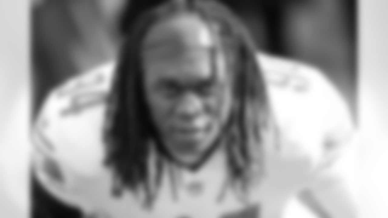 Detroit Lions defensive end Ziggy Ansah (94) warms up before a NFL football game against the Chicago Bears on Sunday, Nov. 11, 2018 in Minneapolis. (Detroit Lions via AP).