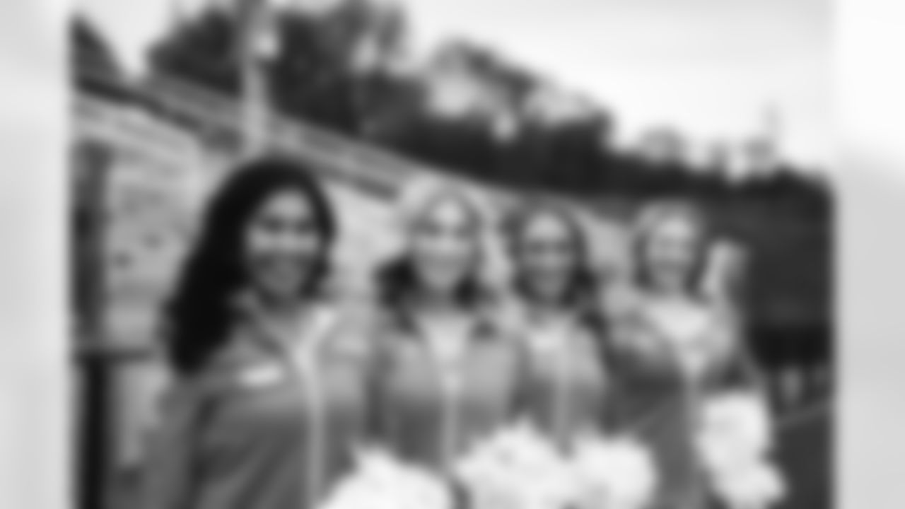 The Detroit Lions Cheerleaders cheer on during the 2023 Michigan Girls High School Flag Football Pilot League Week 2 at Stoney Creek HS Saturday May 13, 2023 in Rochester Hills, MI. (Carl Jones II/Detroit Lions).