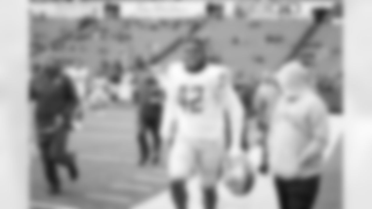 Detroit Lions linebacker Devon Kennard (42) before a NFL football game against the Buffalo Bills on Sunday, Dec. 16, 2018 in Orchard Park, N.Y. (Detroit Lions via AP).