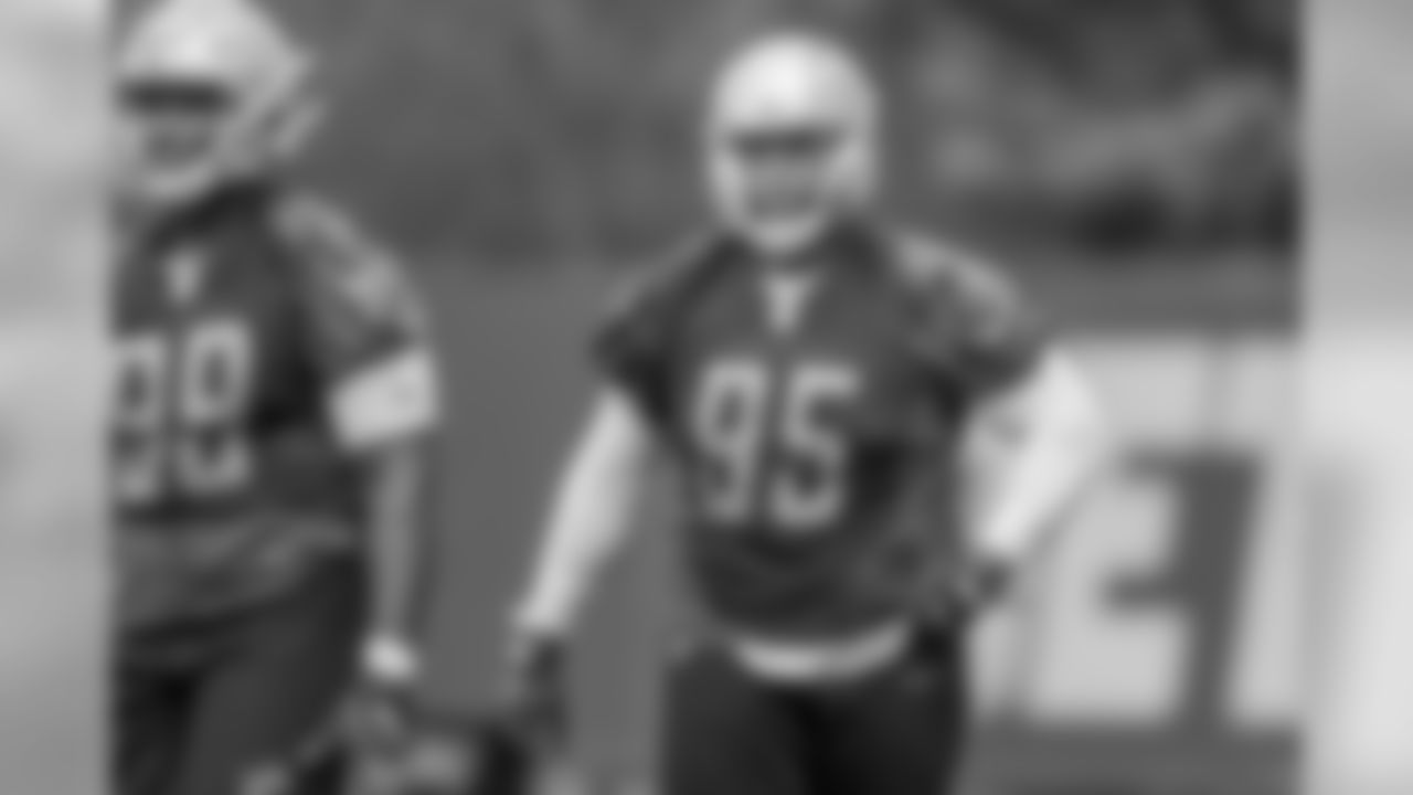 Detroit Lions defensive tackle Toby Johnson (95) during an OTA practice at the Detroit Lions training facility on Monday, May 21, 2018 in Allen Park, Mich. (Detroit Lions via AP)