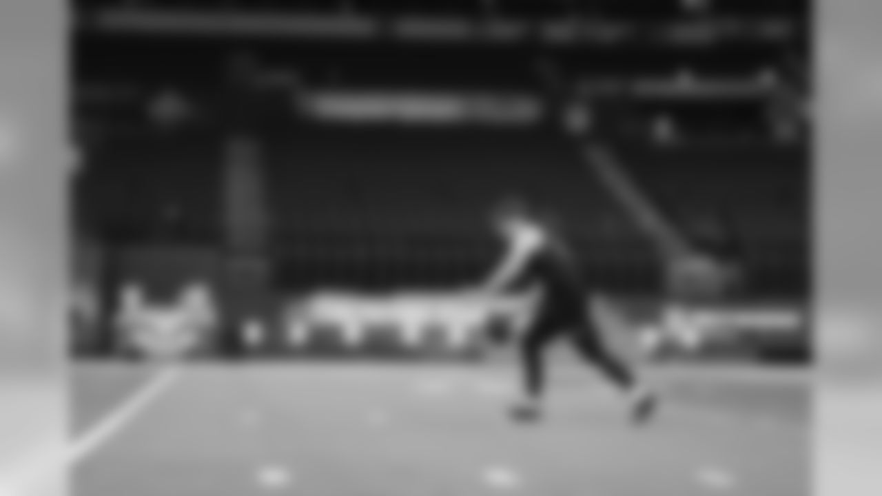 Arizona State punter Michael Turk punts the ball during the NFL football scouting combine, Friday, Feb. 28, 2020, in Indianapolis. (Aaron M. Sprecher via AP)