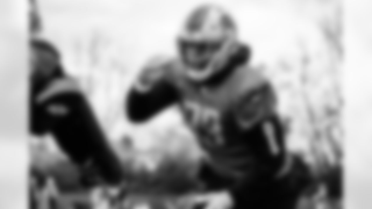 Detroit Lions defensive lineman Da'Shawn Hand (93) during Lions practice at the Training Facility in Allen Park, MI on October 30, 2020. (Jeff Nguyen/Detroit Lions)