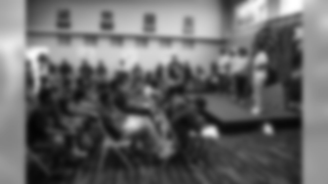 Teez Tabor, Tavon Wilson, Charles Washington and Devon Kennard join participants for a conversation on social resilience at on Thursday, June 7, 2019 in Detroit.