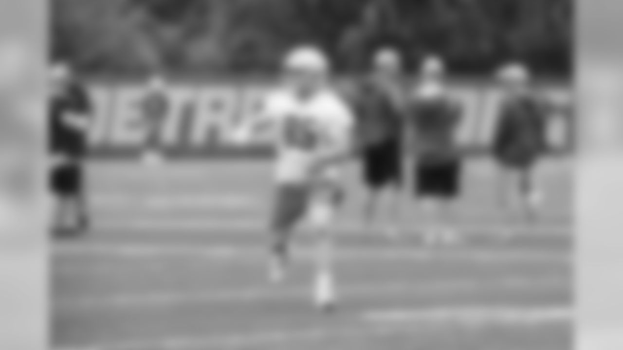 Detroit Lions wide receiver Tom Kennedy (85) during Day 4 of OTAs on Wednesday, May 29, 2019 in Allen Park, Mich. (Detroit Lions via AP)