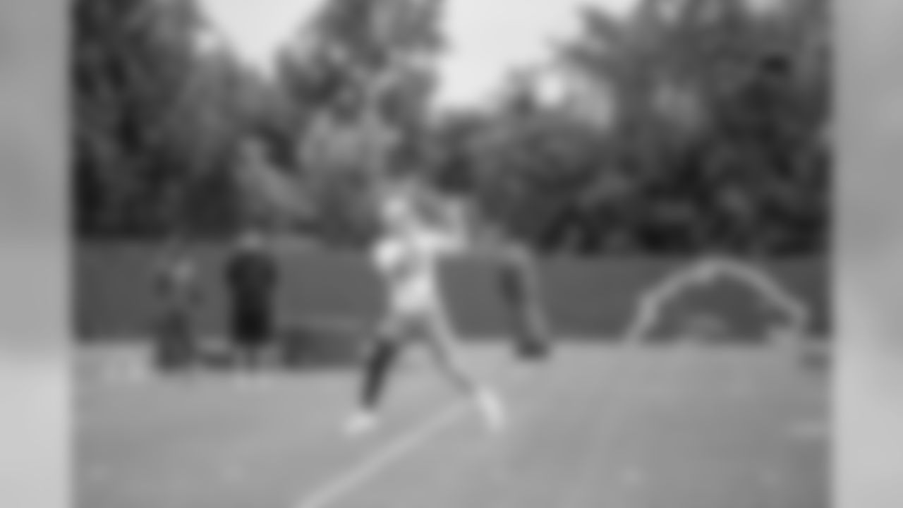 Detroit Lions tight end Jesse James (83) during Day 3 of minicamp on Thursday, June 6, 2019 in Allen Park, Mich. (Detroit Lions via AP)