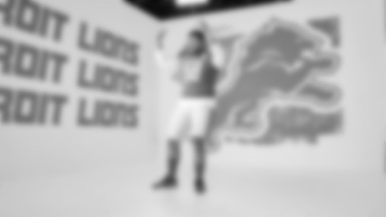 Detroit Lions tackle Penei Sewell (58) during the 2023 Media Day at the Lions Training Facility in Allen Park, MI on June 5, 2023. (Jeff Nguyen/Detroit Lions)