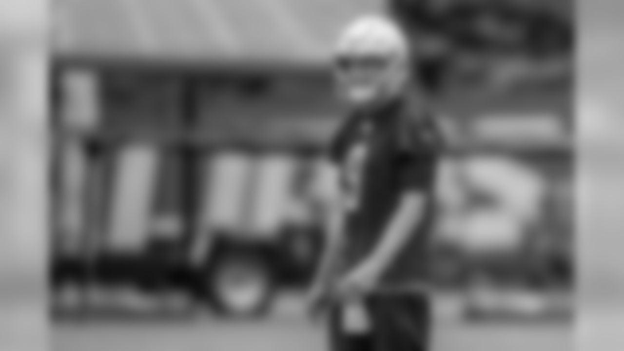 Detroit Lions quarterback Matthew Stafford (9) smiles during Day 3 of minicamp on Thursday, June 6, 2019 in Allen Park, Mich. (Detroit Lions via AP)