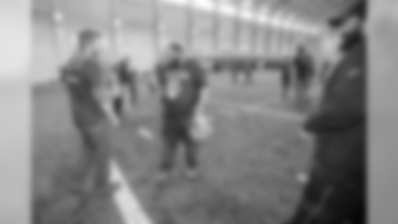 Families from Tragedy Assistance Program For Survivors (TAPS) after the team's walkthrough at the Detroit Lions training facility on Saturday, Nov. 17, 2018 in Allen Park, Mich. (Detroit Lions via AP)