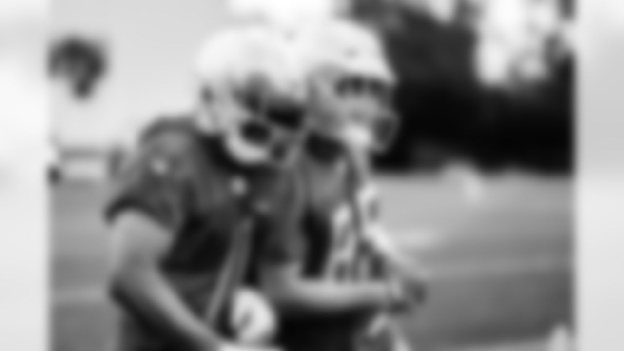 Detroit Lions wide receiver Kalif Raymond (11), Detroit Lions wide receiver Tom Kennedy (85) during OTAs at the Lions training facility in Allen Park, MI on May 26, 2022. (Jeff Nguyen/Detroit Lions)