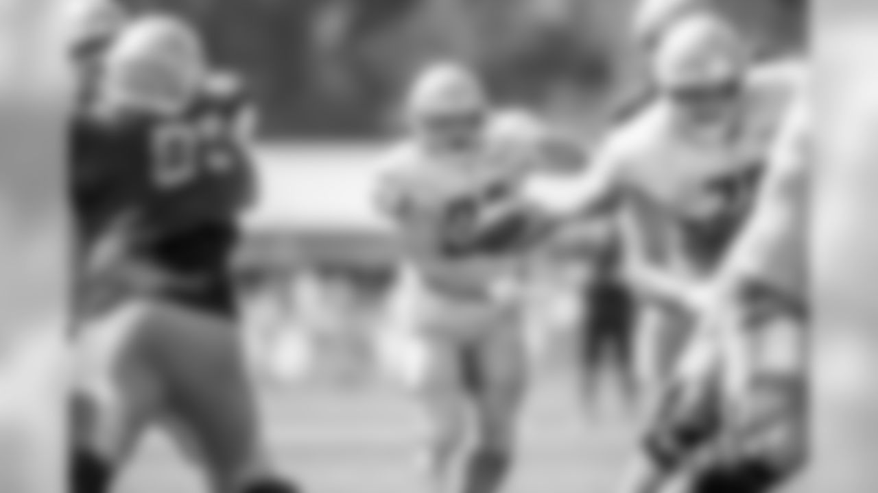 Detroit Lions running back Zach Zenner (34) during Day 3 of 2019 Detroit Lions Training Camp presented by Rocket Mortgage on Saturday, July 27, 2019 in Allen Park, Mich. (Detroit Lions via AP)