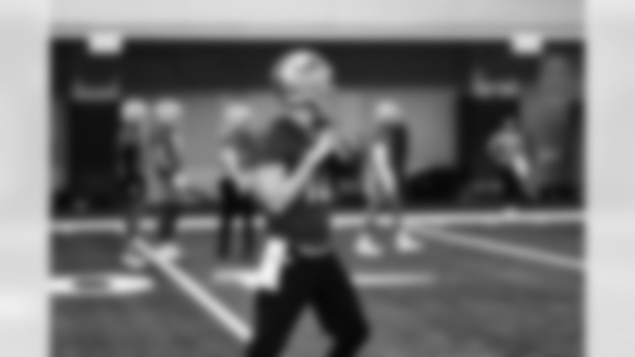 Detroit Lions quarterback Jared Goff (16) during practice at the Lions Training Facility in Allen Park, MI on December 2, 2022. (Jeff Nguyen/Detroit Lions)