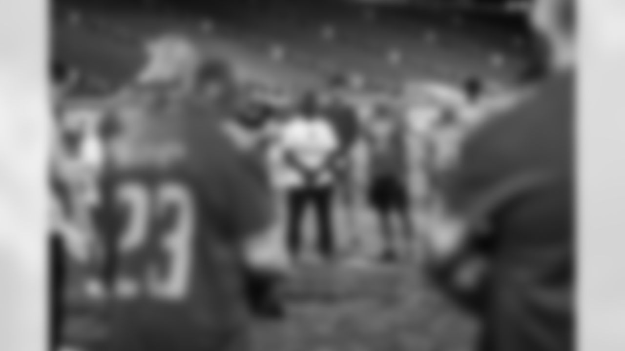 United States veterans and service members gathered at Ford Field for a football clinic. A Detroit Lions Salute to Service initiative presented by Humanetics.