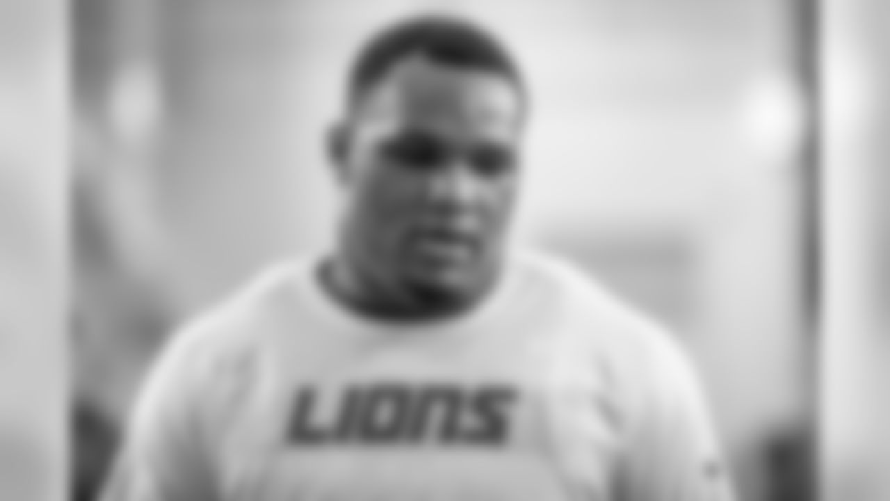 Detroit Lions defensive lineman Da'Shawn Hand during the voluntary offseason workout program at the Detroit Lions training facility on Tuesday, April 16, 2019 in Allen Park, Mich. (Detroit Lions via AP)
