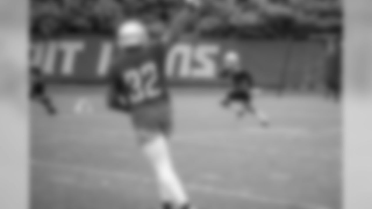 Detroit Lions cornerback Teez Tabor (31) intercepts a pass during Day 3 of minicamp on Thursday, June 6, 2019 in Allen Park, Mich. (Detroit Lions via AP)