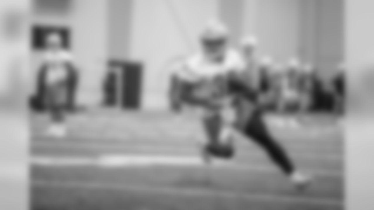 Detroit Lions running back Ty Johnson (38) during Day 1 of rookie minicamp on Friday, May 10, 2019 in Allen Park, Mich. (Detroit Lions via AP)