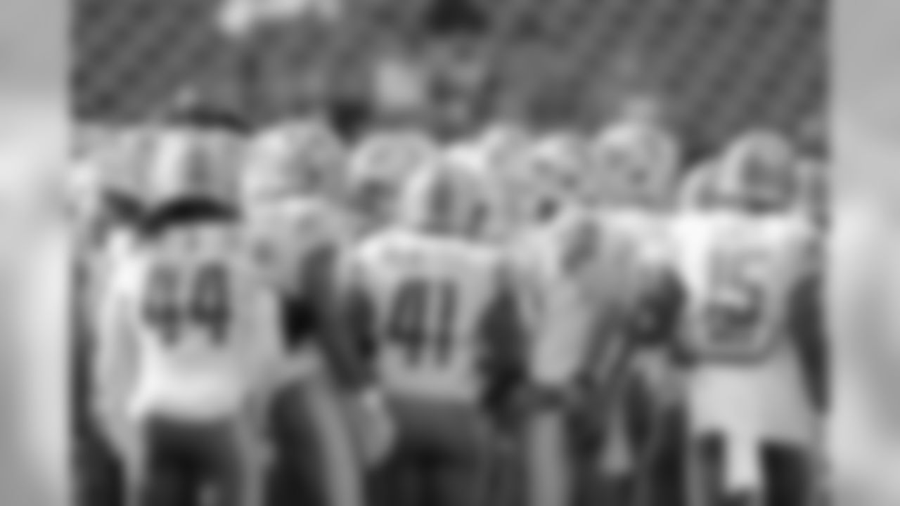 Detroit Lions team huddle before a NFL football game against the Denver Broncos Sunday, Dec. 22, 2019 in Denver. (Detroit Lions via AP).