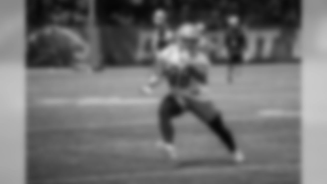 Detroit Lions running back Ty Johnson (38) during Day 5 of OTAs on Thursday, May 30, 2019 in Allen Park, Mich. (Detroit Lions via AP)