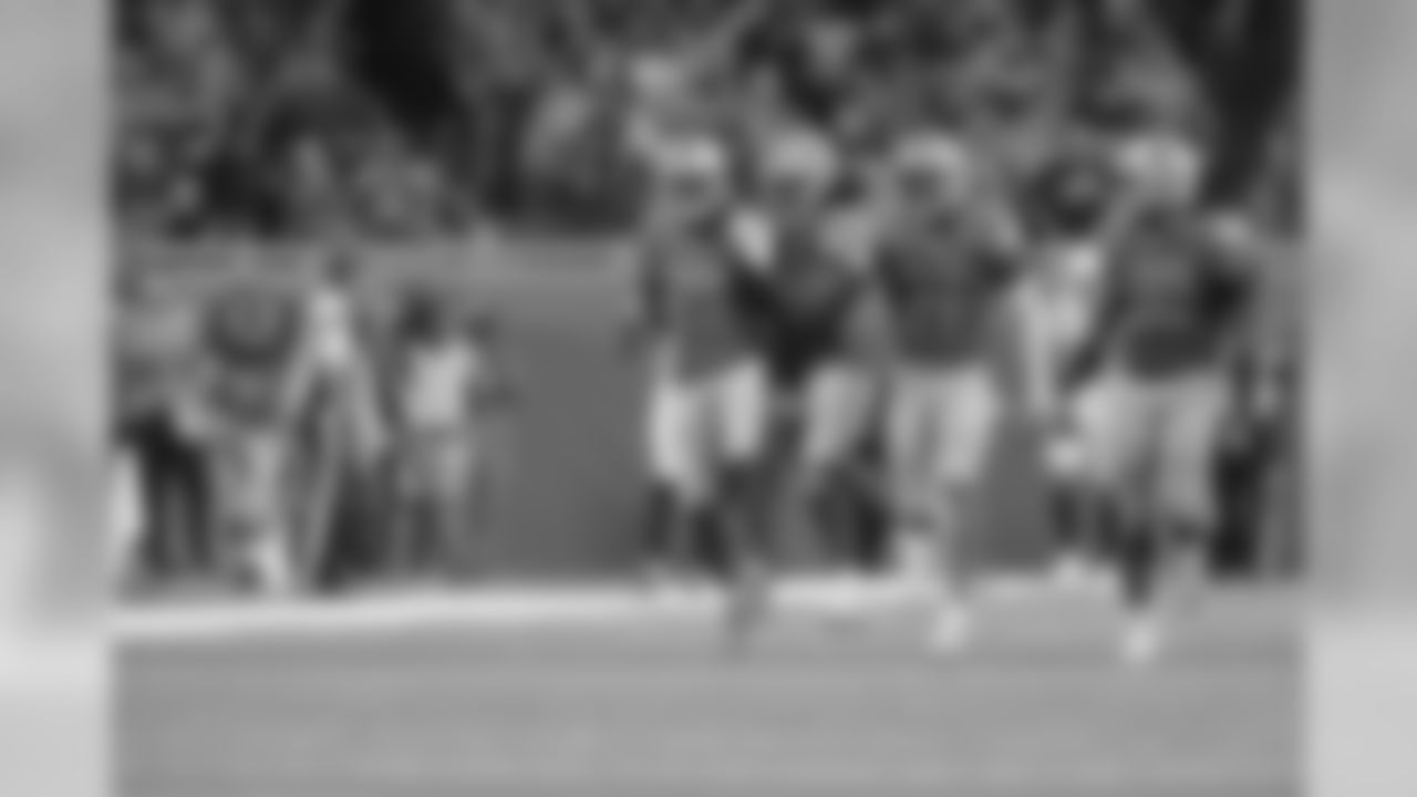 Detroit Lions cornerback Darius Slay (23) celebrates an interception during a NFL football game against the Los Angeles Chargers Sunday, Sept. 15, 2019 in Detroit. (Detroit Lions via AP).