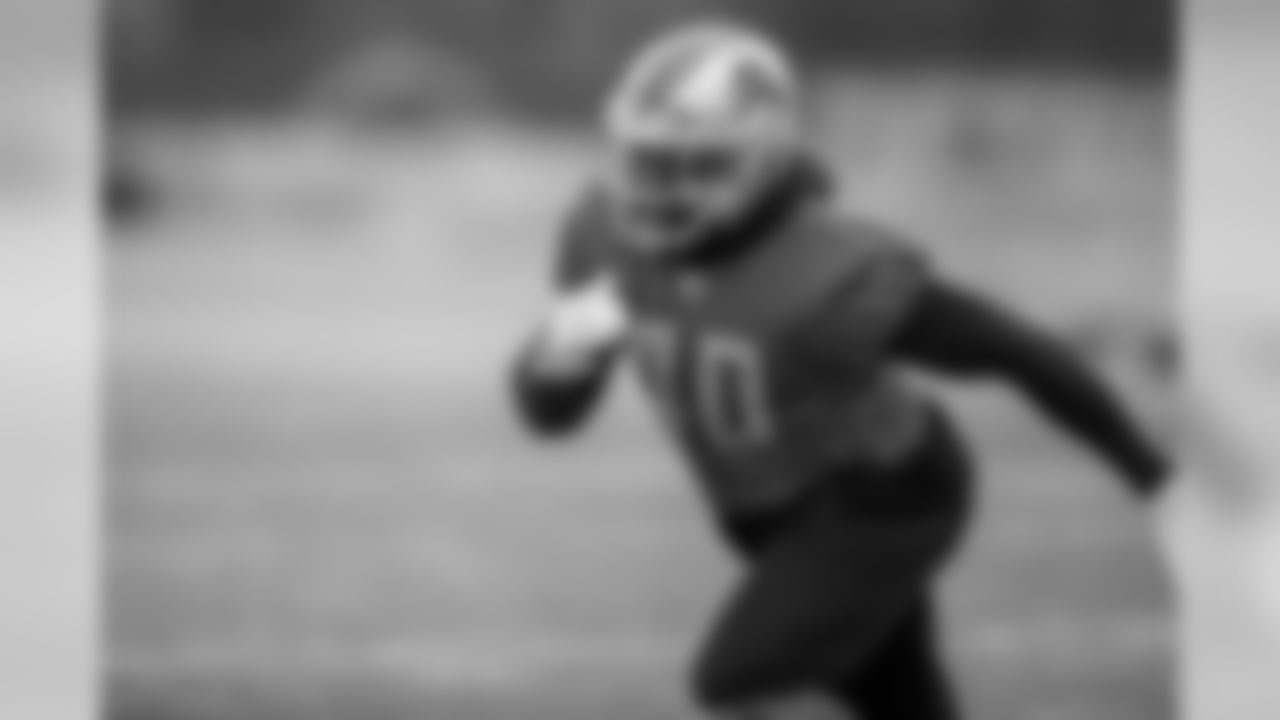 Detroit Lions linebacker Jarrad Davis (40) during practice at the Detroit Lions training facility on Thursday, Dec. 27, 2018 in Allen Park, Mich. (Detroit Lions via AP)