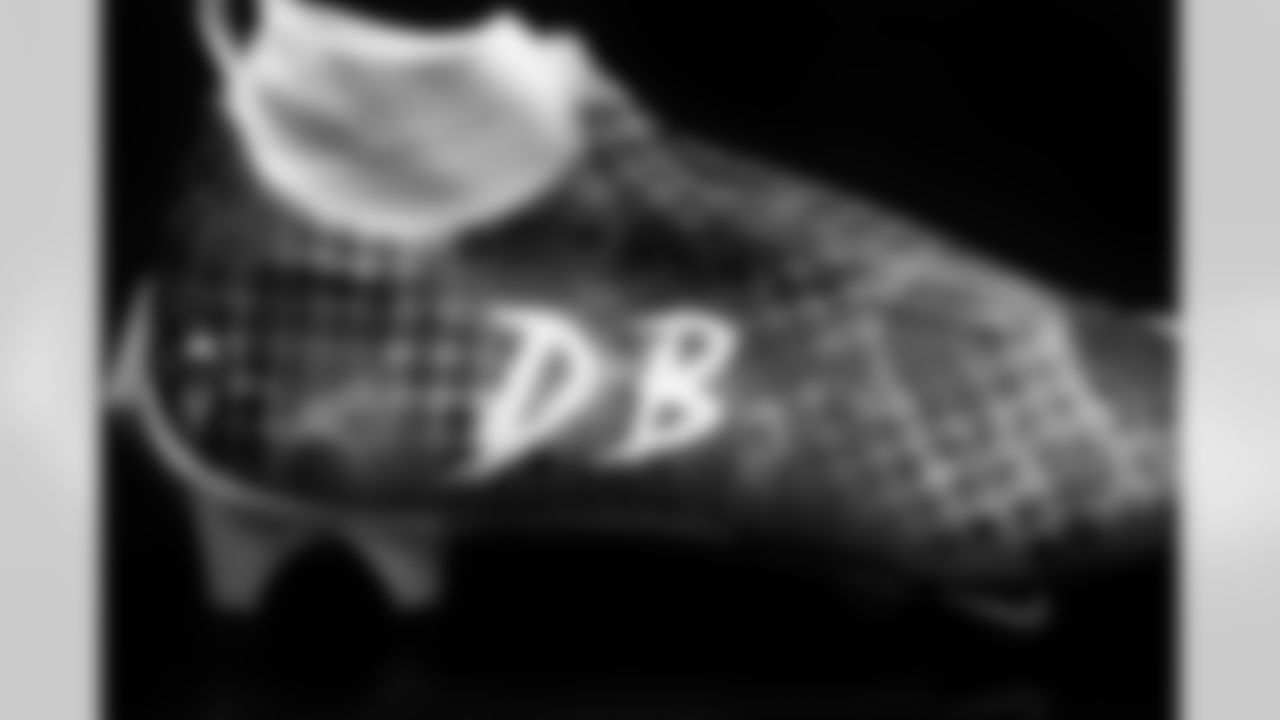 Cleats belonging to Detroit Lions wide receiver Trinity Benson (17) for the My Cause My Cleats initiative, shot in Allen Park MI on November 19, 2021. (Jeff Nguyen/Detroit Lions)