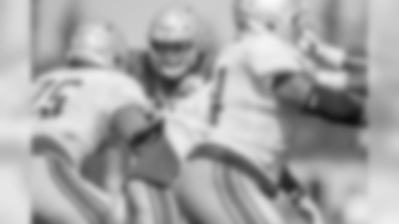 Detroit Lions defensive lineman Da'Shawn Hand (93) during training camp practice on Sunday, July 29, 2018 in Allen Park, Mich. (Detroit Lions via AP)