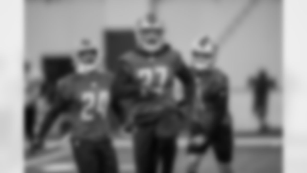 Detroit Lions safety Glover Quin (27) during practice at the Detroit Lions training facility on Friday, Dec. 21, 2018 in Allen Park, Mich. (Detroit Lions via AP)