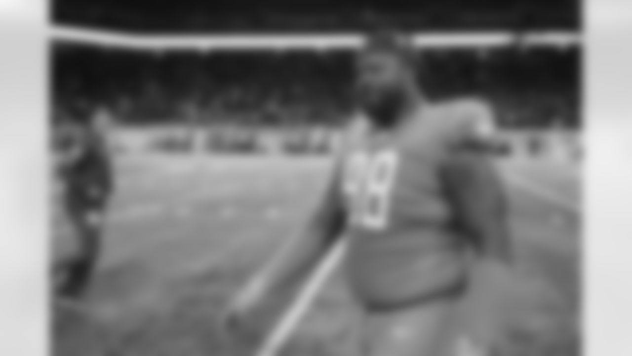 Detroit Lions defensive tackle Damon Harrison (98) following a NFL football game against the Carolina Panthers on Sunday, Nov. 18, 2018 in Detroit. (Detroit Lions via AP).