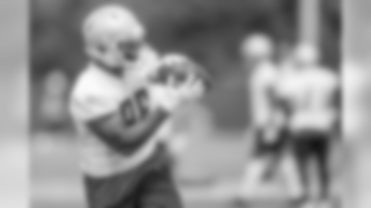 Detroit Lions tight end Marcus Lucas (86) during a minicamp practice at the Detroit Lions training facility on Tuesday, June 5, 2018 in Allen Park, Mich. (Detroit Lions via AP)