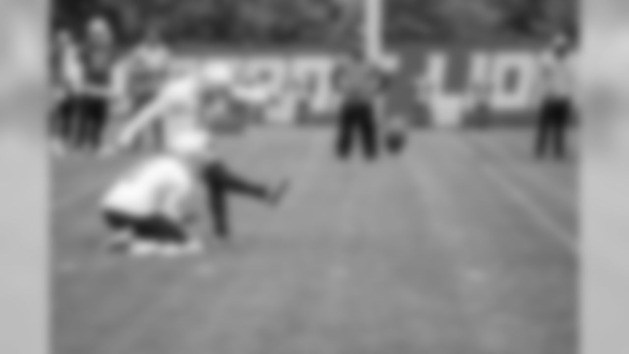Detroit Lions kicker Matt Prater (5) during Day 1 of OTAs on Monday, May 20, 2019 in Allen Park, Mich. (Detroit Lions via AP)