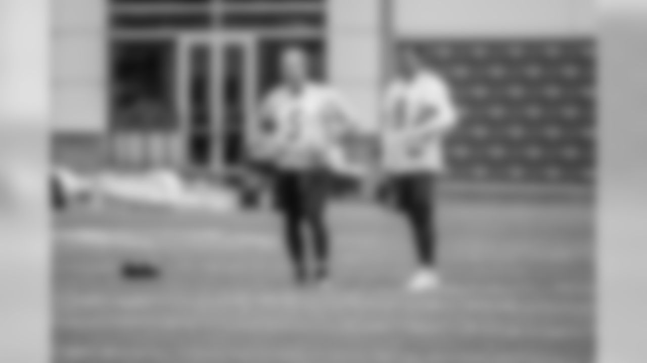 Detroit Lions kicker Matt Prater (5) and Detroit Lions punter Sam Martin (6) during Day 1 of minicamp on Tuesday, June 4, 2019 in Allen Park, Mich. (Detroit Lions via AP)