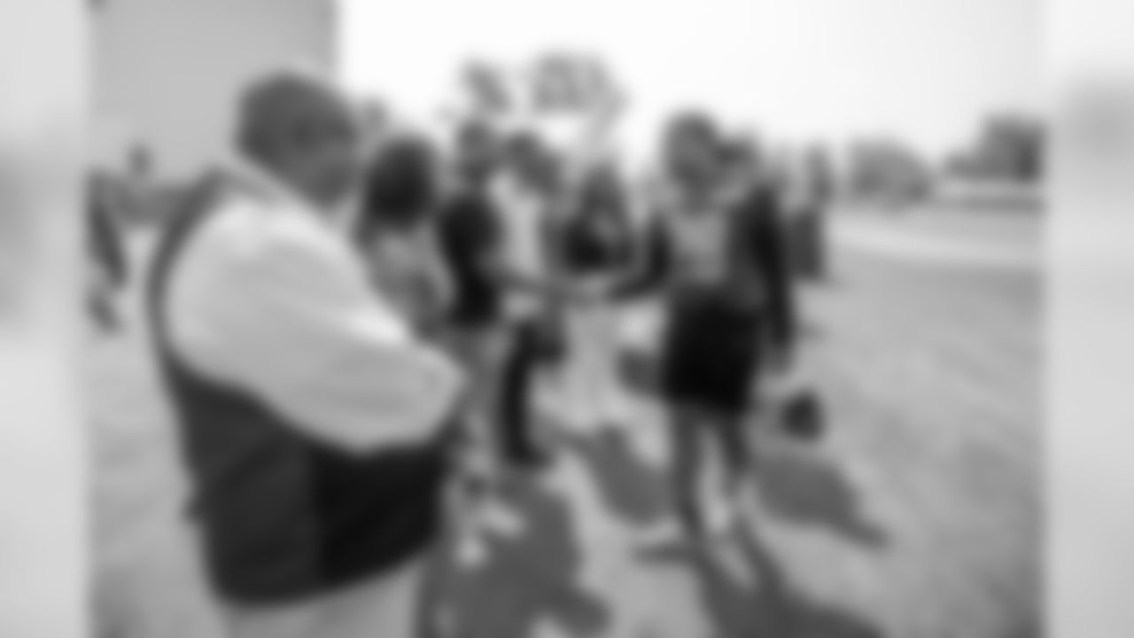 Detroit Lions defensive back Quandre Diggs (28) meets Inspire Change scholarship recipients following Day 2 of 2019 Detroit Lions Training Camp presented by Rocket Mortgage on Friday, July 26, 2019 in Allen Park, Mich. (Detroit Lions via AP)