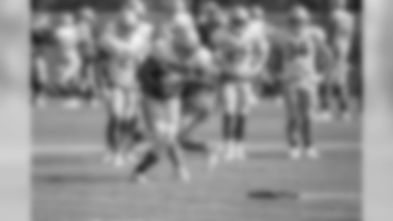 Detroit Lions running back LeGarrette Blount (29) takes the handoff during training camp practice on Sunday, July 29, 2018 in Allen Park, Mich. (Detroit Lions via AP)