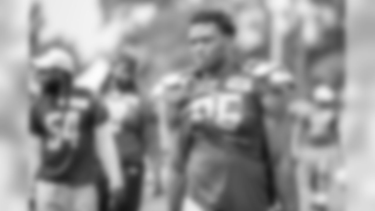 Detroit Lions defensive end Romeo Okwara (95) during Day 4 of 2019 Detroit Lions Training Camp presented by Rocket Mortgage on Sunday, July 28, 2019 in Allen Park, Mich. (Detroit Lions via AP)