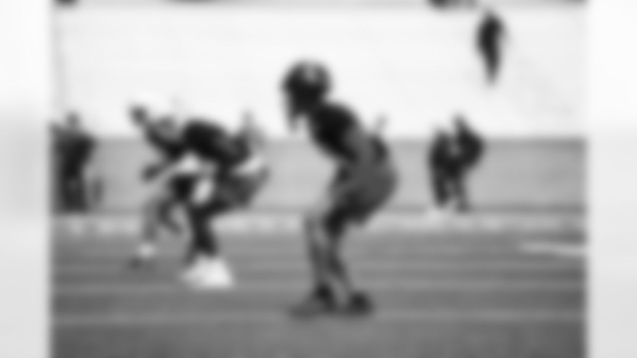 Cincinnati corner back Coby Bryant during Senior Bowl practice on February 1, 2022. (Jeff Nguyen/Detroit Lions)