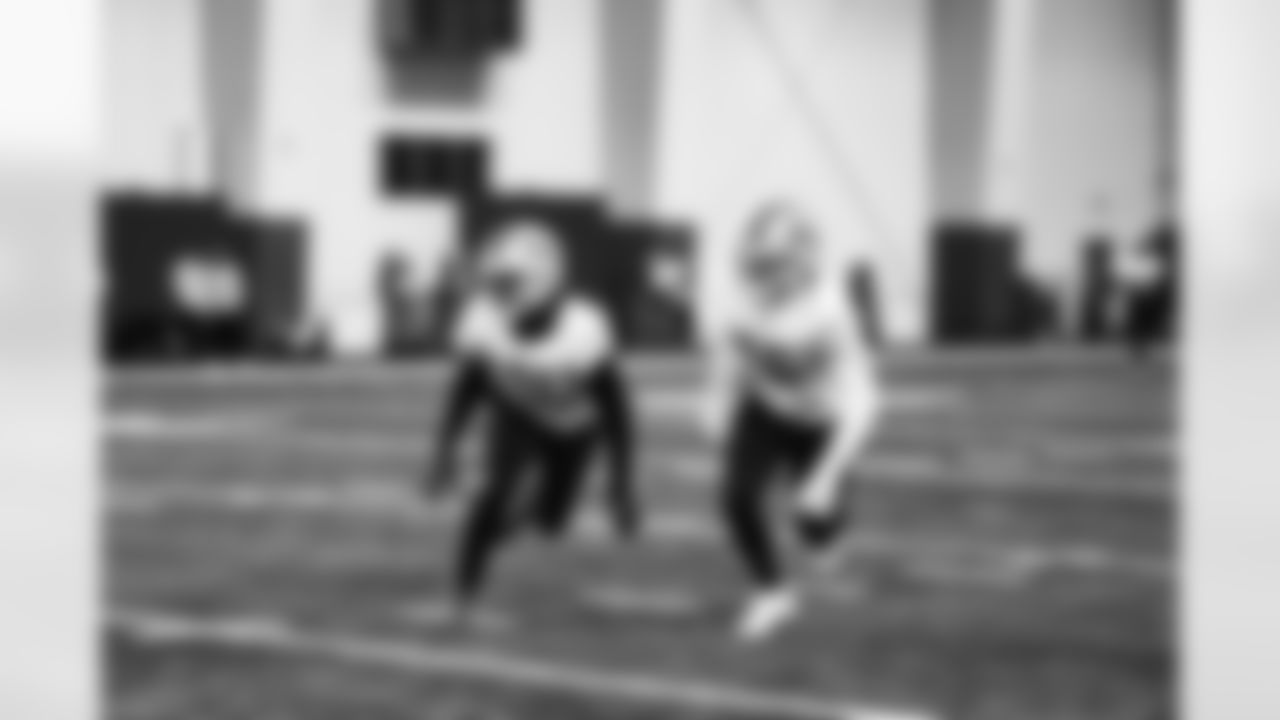 Detroit Lions safety Kerby Joseph (31), Detroit Lions safety Brady Breeze (35) during practice at the Lions Training Facility in Allen Park, MI on December 16, 2022. (Jeff Nguyen/Detroit Lions)